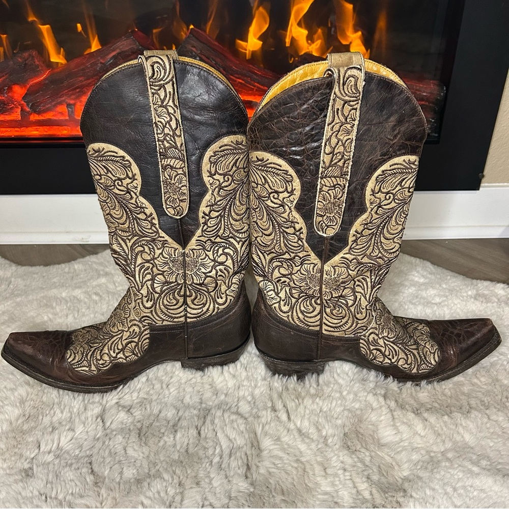 Old Gringo Fieta Boots Bone and Chocolate size 8 - Picture 9 of 11
